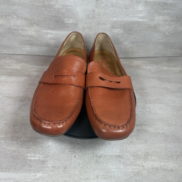 Born Shoes Womens Size 6.5M Brown Leather Loafers Penny Moc Toe Comfort Slip On - Picture 3 of 11